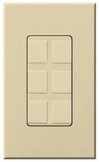 Lutron Non-Decora Wall Plate, 6-Port Designer Frame - Matte Ivory