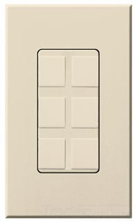 Lutron Non-Decora Wall Plate, 6-Port Designer Frame - Matte Light Almond