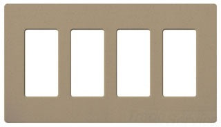 Lutron Decora-Style Wall Plate, 4-Gang, Standard, Dimmer, Designer - Satin Mocha Stone