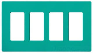 Lutron Decora-Style Wall Plate, 4-Gang, Standard, Dimmer, Designer - Satin Turquoise