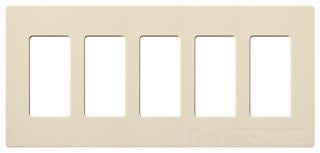 Lutron Decora-Style Wall Plate, 5-Gang, Standard, Dimmer, Designer - Satin Eggshell