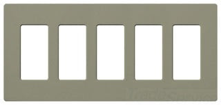 Lutron Decora-Style Wall Plate, 5-Gang, Standard, Dimmer, Designer - Satin Greenbriar