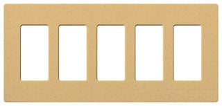 Lutron Decora-Style Wall Plate, 5-Gang, Standard, Dimmer, Designer - Satin Goldstone