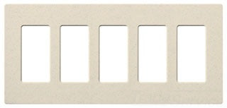 Lutron Decora-Style Wall Plate, 5-Gang, Standard, Dimmer, Designer - Satin Limestone