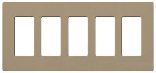 Lutron Decora-Style Wall Plate, 5-Gang, Standard, Dimmer, Designer - Satin Mocha Stone