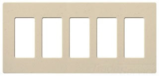 Lutron Decora-Style Wall Plate, 5-Gang, Standard, Dimmer, Designer - Satin Stone