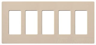 Lutron Decora-Style Wall Plate, 5-Gang, Standard, Dimmer, Designer - Satin Taupe