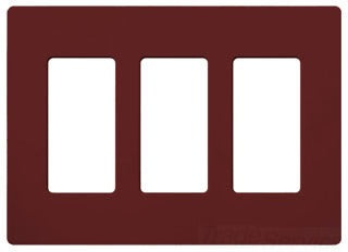 Lutron Decora-Style Wall Plate, 3-Gang, Standard, Dimmer, Designer - Satin Merlot