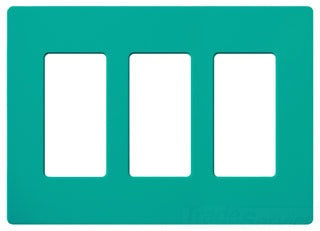 Lutron Decora-Style Wall Plate, 3-Gang, Standard, Dimmer, Designer - Satin Turquoise