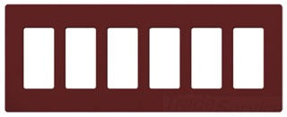 Lutron Decora-Style Wall Plate, 6-Gang, Standard, Dimmer, Designer - Satin Merlot