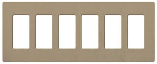 Lutron Decora-Style Wall Plate, 6-Gang, Standard, Dimmer, Designer - Satin Mocha Stone