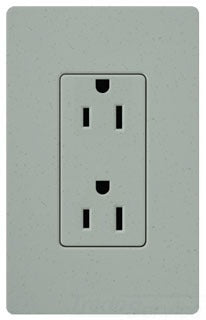 Lutron Duplex Outlet, 125 VAC at 60 Hz, 15A, 2-Pole, 3-Wire, 5-15R, Grounding Dimming Receptacle - Satin Bluestone