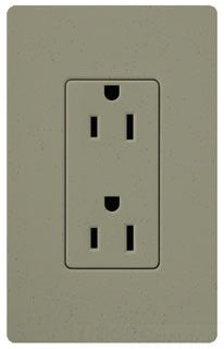 Lutron Duplex Outlet, 125 VAC at 60 Hz, 15A, 2-Pole, 3-Wire, 5-15R, Grounding Dimming Receptacle - Satin Greenbriar