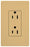 Lutron Duplex Outlet, 125 VAC at 60 Hz, 15A, 2-Pole, 3-Wire, 5-15R, Grounding Dimming Receptacle - Satin Goldstone