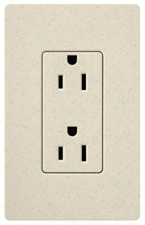 Lutron Duplex Outlet, 125 VAC at 60 Hz, 15A, 2-Pole, 3-Wire, 5-15R, Grounding Dimming Receptacle - Satin Limestone