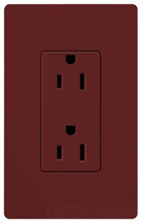 Lutron Duplex Outlet, 125 VAC at 60 Hz, 15A, 2-Pole, 3-Wire, 5-15R, Grounding Dimming Receptacle - Satin Merlot