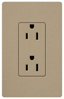 Lutron Duplex Outlet, 125 VAC at 60 Hz, 15A, 2-Pole, 3-Wire, 5-15R, Grounding Dimming Receptacle - Satin Mocha Stone