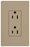 Lutron Duplex Outlet, 125 VAC at 60 Hz, 15A, 2-Pole, 3-Wire, 5-15R, Grounding Dimming Receptacle - Satin Mocha Stone