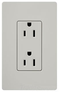 Lutron Duplex Outlet, 125 VAC at 60 Hz, 15A, 2-Pole, 3-Wire, 5-15R, Grounding Dimming Receptacle - Satin Palladium