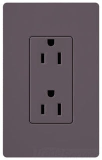 Lutron Duplex Outlet, 125 VAC at 60 Hz, 15A, 2-Pole, 3-Wire, 5-15R, Grounding Dimming Receptacle - Satin Plum