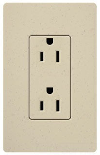 Lutron Duplex Outlet, 125 VAC at 60 Hz, 15A, 2-Pole, 3-Wire, 5-15R, Grounding Dimming Receptacle - Satin Stone