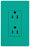 Lutron Duplex Outlet, 125 VAC at 60 Hz, 15A, 2-Pole, 3-Wire, 5-15R, Grounding Dimming Receptacle - Satin Turquoise