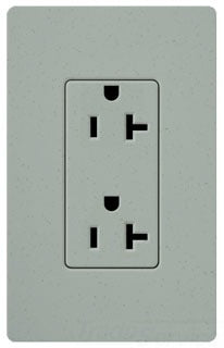 Lutron Duplex Outlet, 125 VAC at 60 Hz, 20A, 2-Pole, 3-Wire, 5-20R, Grounding Dimming Receptacle - Satin Bluestone