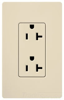 Lutron Duplex Outlet, 125 VAC at 60 Hz, 20A, 2-Pole, 3-Wire, 5-20R, Grounding Dimming Receptacle - Satin Eggshell