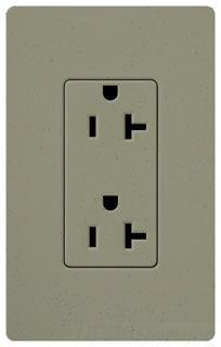 Lutron Duplex Outlet, 125 VAC at 60 Hz, 20A, 2-Pole, 3-Wire, 5-20R, Grounding Dimming Receptacle - Satin Greenbriar