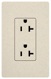 Lutron Duplex Outlet, 125 VAC at 60 Hz, 20A, 2-Pole, 3-Wire, 5-20R, Grounding Dimming Receptacle - Satin Limestone