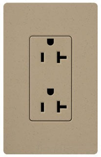 Lutron Duplex Outlet, 125 VAC at 60 Hz, 20A, 2-Pole, 3-Wire, 5-20R, Grounding Dimming Receptacle - Satin Mocha Stone