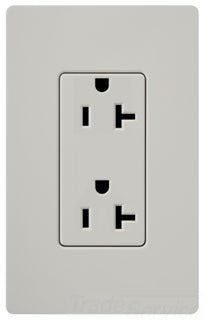 Lutron Duplex Outlet, 125 VAC at 60 Hz, 20A, 2-Pole, 3-Wire, 5-20R, Grounding Dimming Receptacle - Satin Palladium