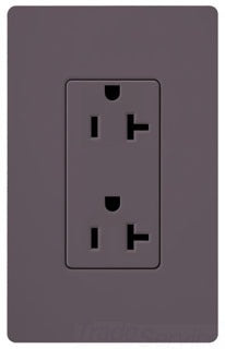 Lutron Duplex Outlet, 125 VAC at 60 Hz, 20A, 2-Pole, 3-Wire, 5-20R, Grounding Dimming Receptacle - Satin Plum
