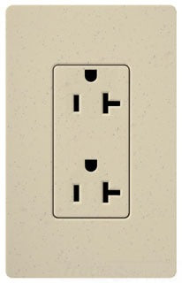 Lutron Duplex Outlet, 125 VAC at 60 Hz, 20A, 2-Pole, 3-Wire, 5-20R, Grounding Dimming Receptacle - Satin Stone