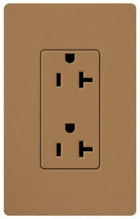 Lutron Duplex Outlet, 125 VAC at 60 Hz, 20A, 2-Pole, 3-Wire, 5-20R, Grounding Dimming Receptacle - Satin Terracotta