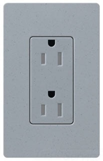 Lutron Duplex Outlet, 125 VAC at 60 Hz, 15A, 2-Pole, 3-Wire, 5-15R, Tamper Resistant, Grounding Dimming Receptacle - Satin Bluestone