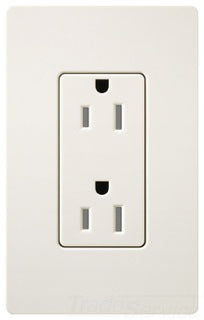 Lutron Duplex Outlet, 125 VAC at 60 Hz, 20A, 2-Pole, 3-Wire, 5-20R, Tamper Resistant, Grounding Dimming Receptacle - Satin Biscuit