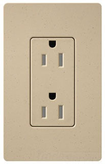 Lutron Duplex Outlet, 125 VAC at 60 Hz, 15A, 2-Pole, 3-Wire, 5-15R, Tamper Resistant, Grounding Dimming Receptacle - Satin Desert Stone