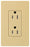 Lutron Duplex Outlet, 125 VAC at 60 Hz, 20A, 2-Pole, 3-Wire, 5-20R, Tamper Resistant, Grounding Dimming Receptacle - Satin Goldstone