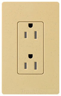 Lutron Duplex Outlet, 125 VAC at 60 Hz, 15A, 2-Pole, 3-Wire, 5-15R, Tamper Resistant, Grounding Dimming Receptacle - Satin Goldstone