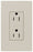 Lutron Duplex Outlet, 125 VAC at 60 Hz, 15A, 2-Pole, 3-Wire, 5-15R, Tamper Resistant, Grounding Dimming Receptacle - Satin Limestone