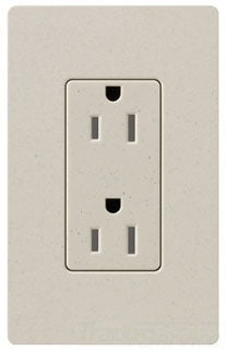 Lutron Duplex Outlet, 125 VAC at 60 Hz, 15A, 2-Pole, 3-Wire, 5-15R, Tamper Resistant, Grounding Dimming Receptacle - Satin Limestone