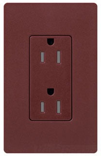 Lutron Duplex Outlet, 125 VAC at 60 Hz, 20A, 2-Pole, 3-Wire, 5-20R, Tamper Resistant, Grounding Dimming Receptacle - Satin Merlot