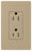 Lutron Duplex Outlet, 125 VAC at 60 Hz, 20A, 2-Pole, 3-Wire, 5-20R, Tamper Resistant, Grounding Dimming Receptacle - Satin Mocha Stone