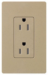 Lutron Duplex Outlet, 125 VAC at 60 Hz, 15A, 2-Pole, 3-Wire, 5-15R, Tamper Resistant, Grounding Dimming Receptacle - Satin Mocha Stone