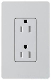 Lutron Duplex Outlet, 125 VAC at 60 Hz, 15A, 2-Pole, 3-Wire, 5-15R, Tamper Resistant, Grounding Dimming Receptacle - Satin Palladium