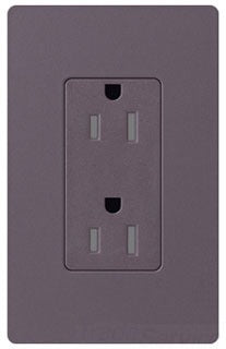 Lutron Duplex Outlet, 125 VAC at 60 Hz, 20A, 2-Pole, 3-Wire, 5-20R, Tamper Resistant, Grounding Dimming Receptacle - Satin Plum