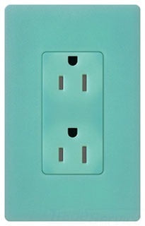 Lutron Duplex Outlet, 125 VAC at 60 Hz, 15A, 2-Pole, 3-Wire, 5-15R, Tamper Resistant, Grounding Dimming Receptacle - Satin Sea Glass
