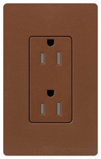 Lutron Duplex Outlet, 125 VAC at 60 Hz, 15A, 2-Pole, 3-Wire, 5-15R, Tamper Resistant, Grounding Dimming Receptacle - Satin Sienna