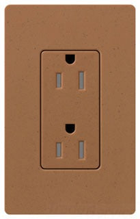 Lutron Duplex Outlet, 125 VAC at 60 Hz, 15A, 2-Pole, 3-Wire, 5-15R, Tamper Resistant, Grounding Dimming Receptacle - Satin Terracotta